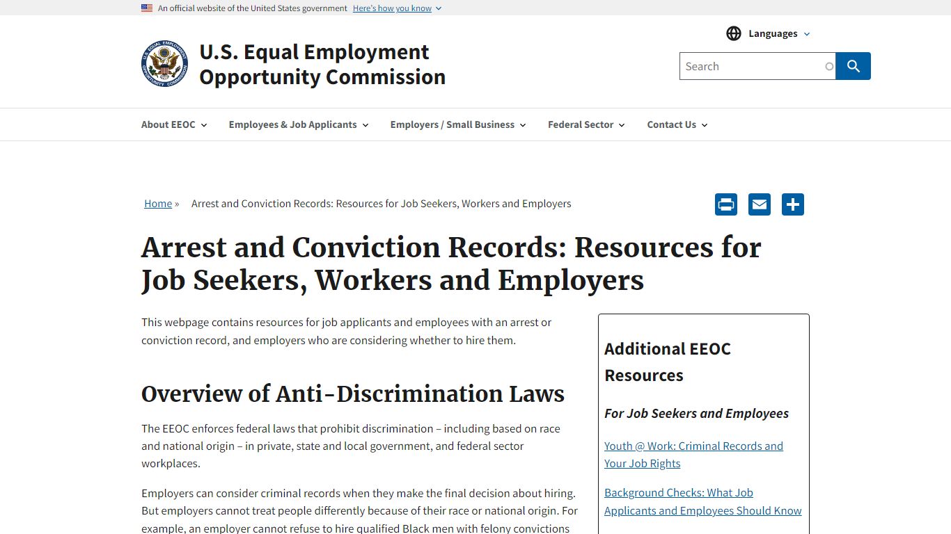 Arrest and Conviction Records: Resources for Job Seekers, Workers and ...
