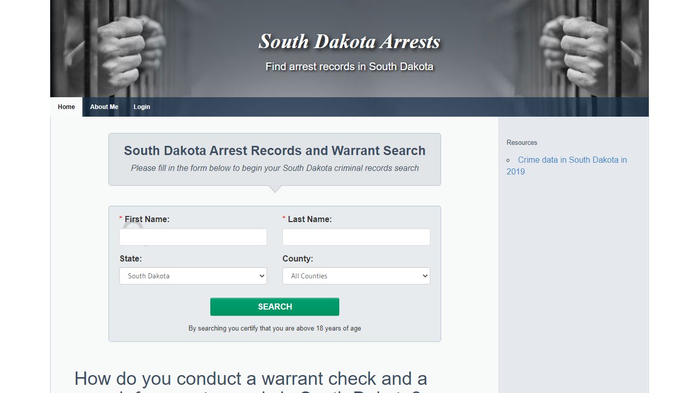 South Dakota Arrest Records and Warrant Search